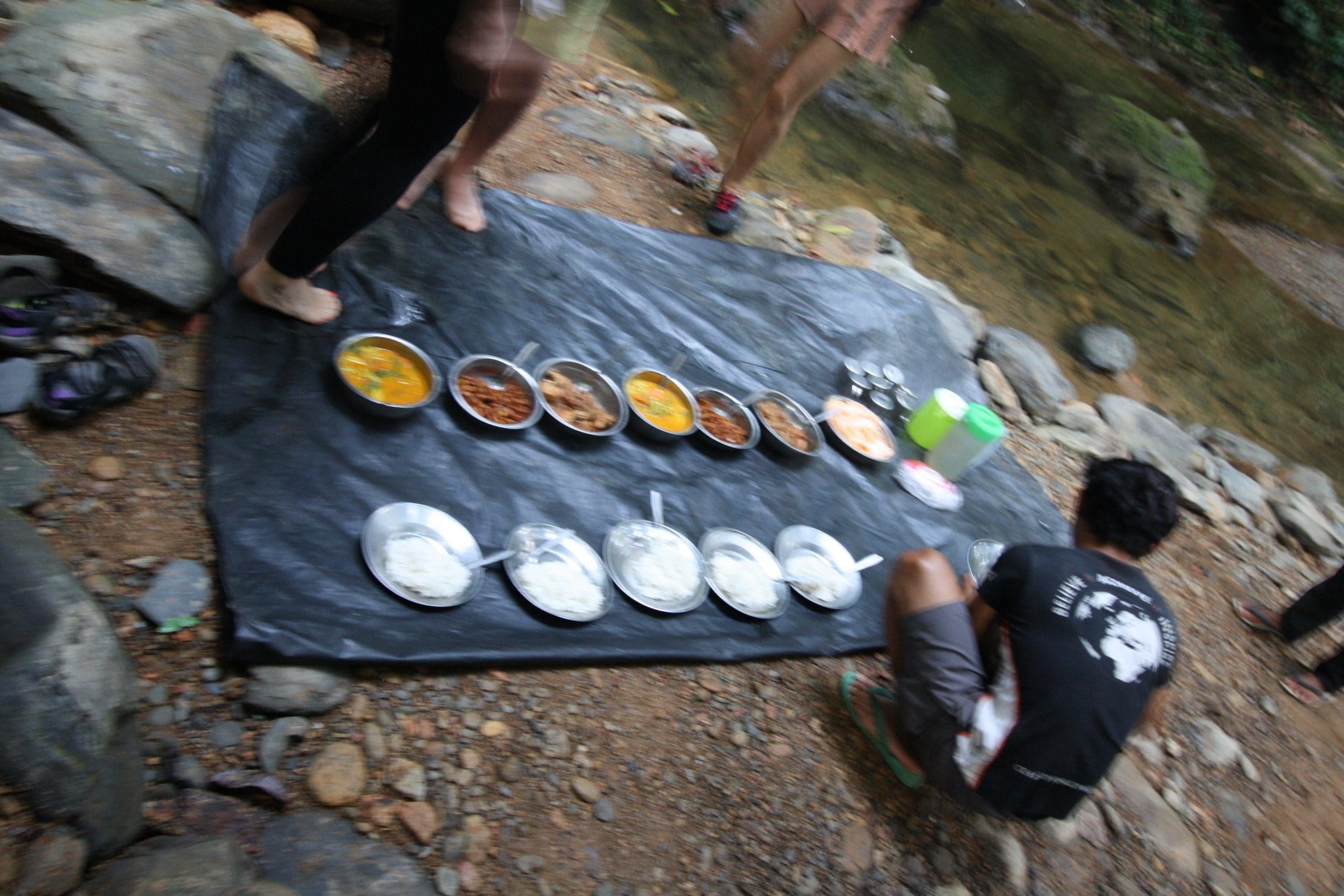 Jungle dinner is served! Chicken, vegetable curry, rice, tofu! The trekking staff are amazing cooks, even looking after this coeliac!