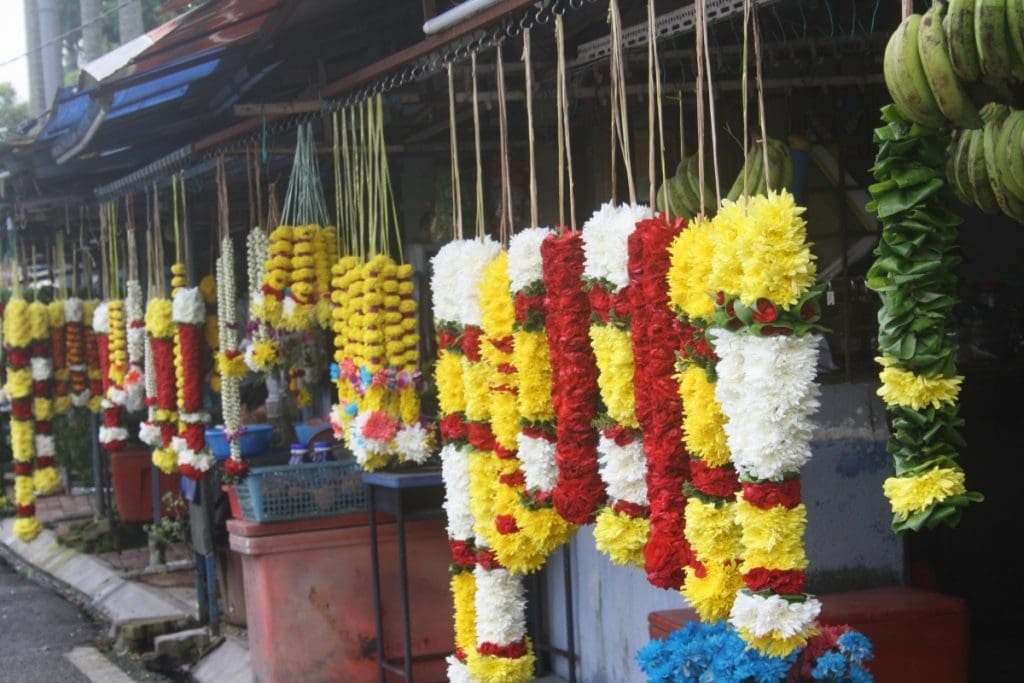 Flower offerings Batu Caves