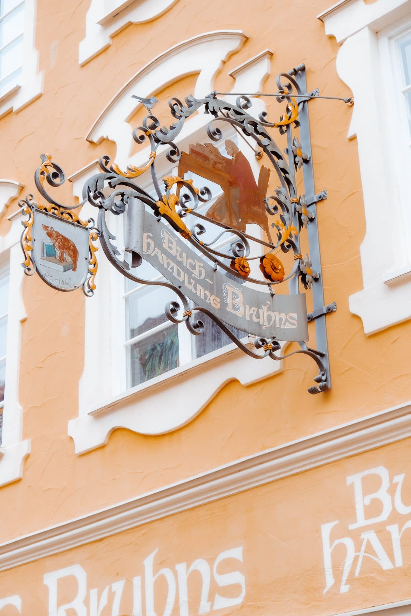 beautiful details of buildings in Fussen, real life Disney fairy tale town