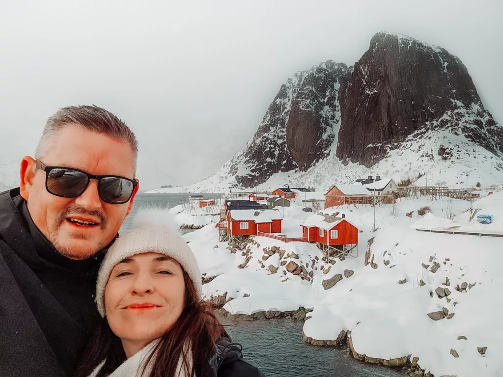 The beautiful red fisherman's cottages at Eliassen Rorbuer. We stayed in a one bedroom waterfront cottage