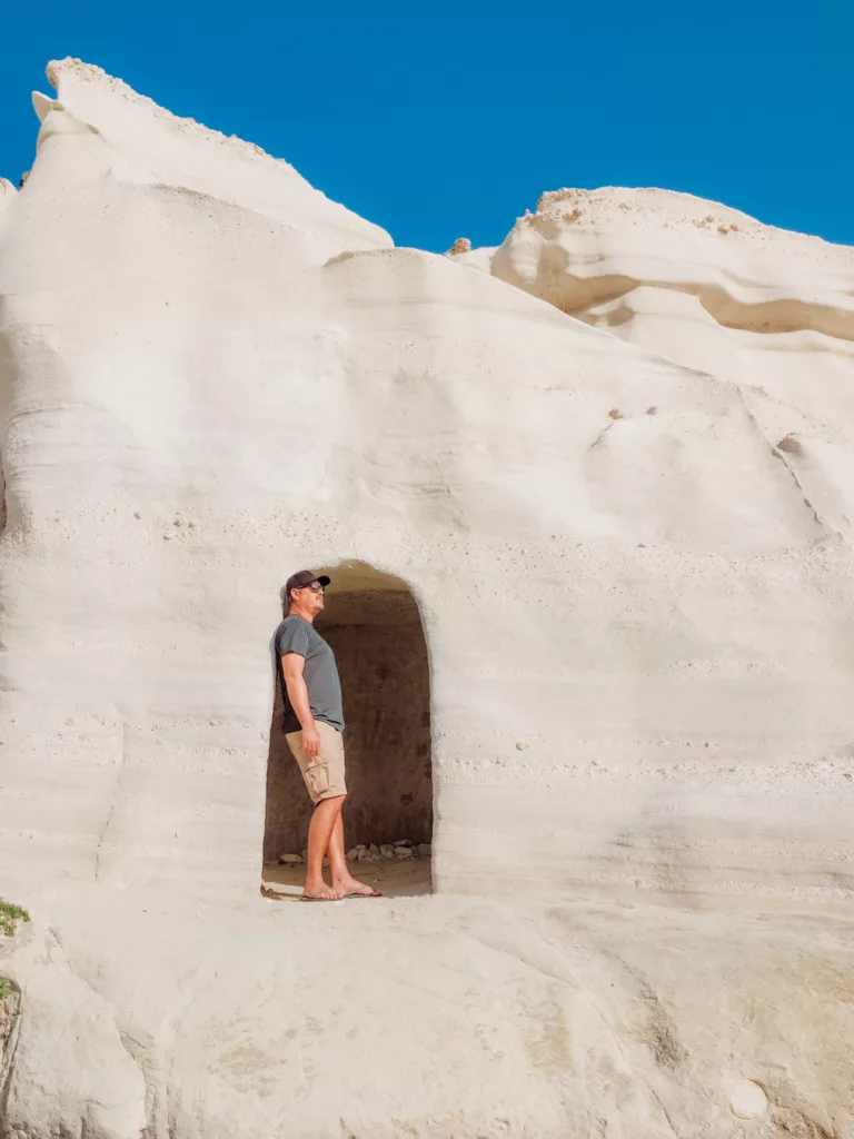 caves at sarakiniko beach milos