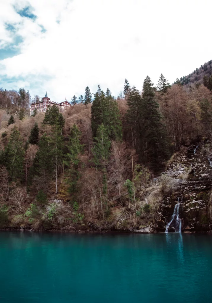 View of the railway stop from Lake Brienz cruise