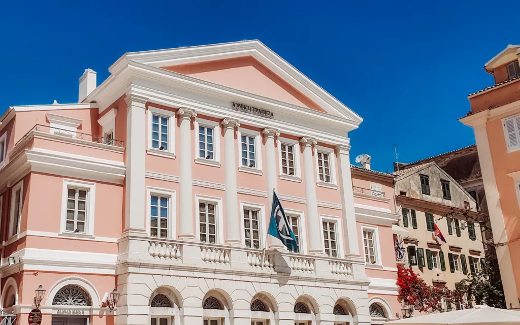 Pretty buildings in Corfu town, Greece