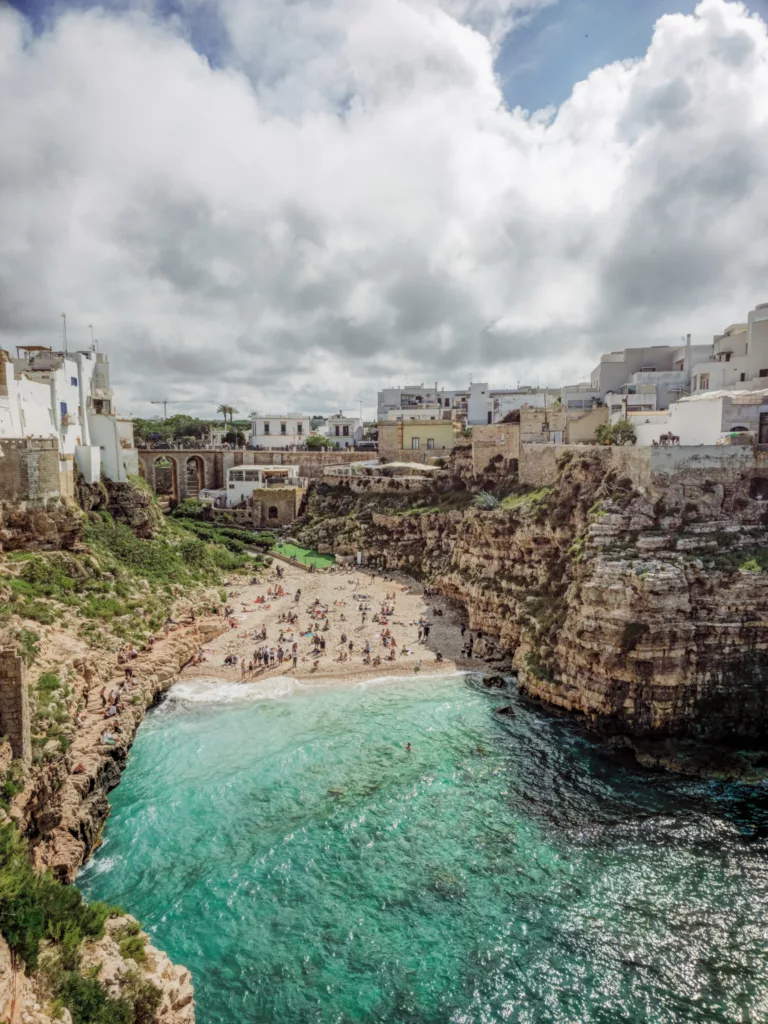 Lama Monachile is the most beautiful beach in Polignano a Mare, Puglia