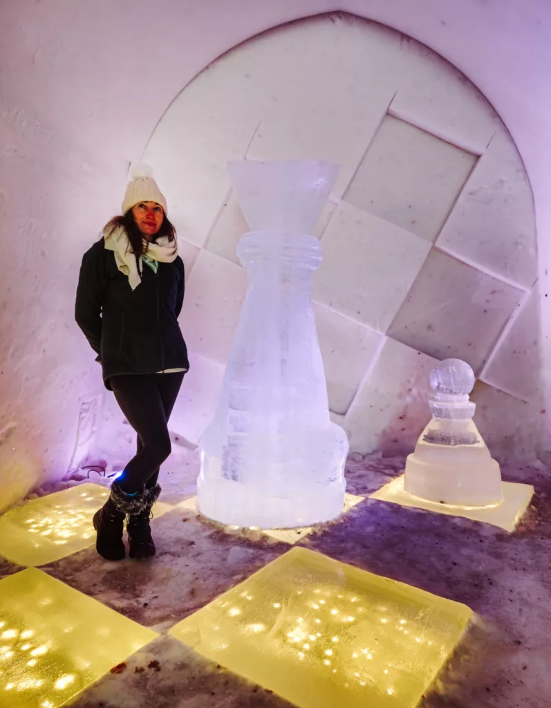 Ice carvings at The Arctic Snow Hotel Lapland Finland