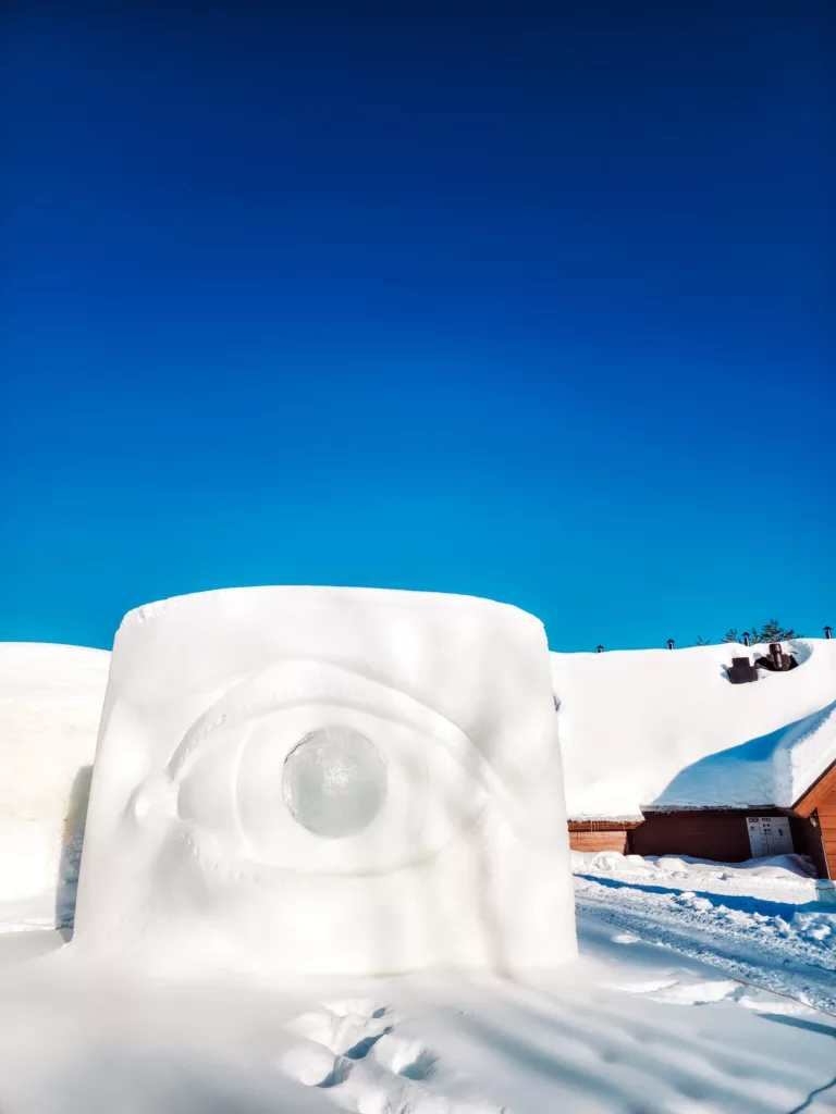 Ice carvings at The Arctic Snow Hotel Lapland Finland