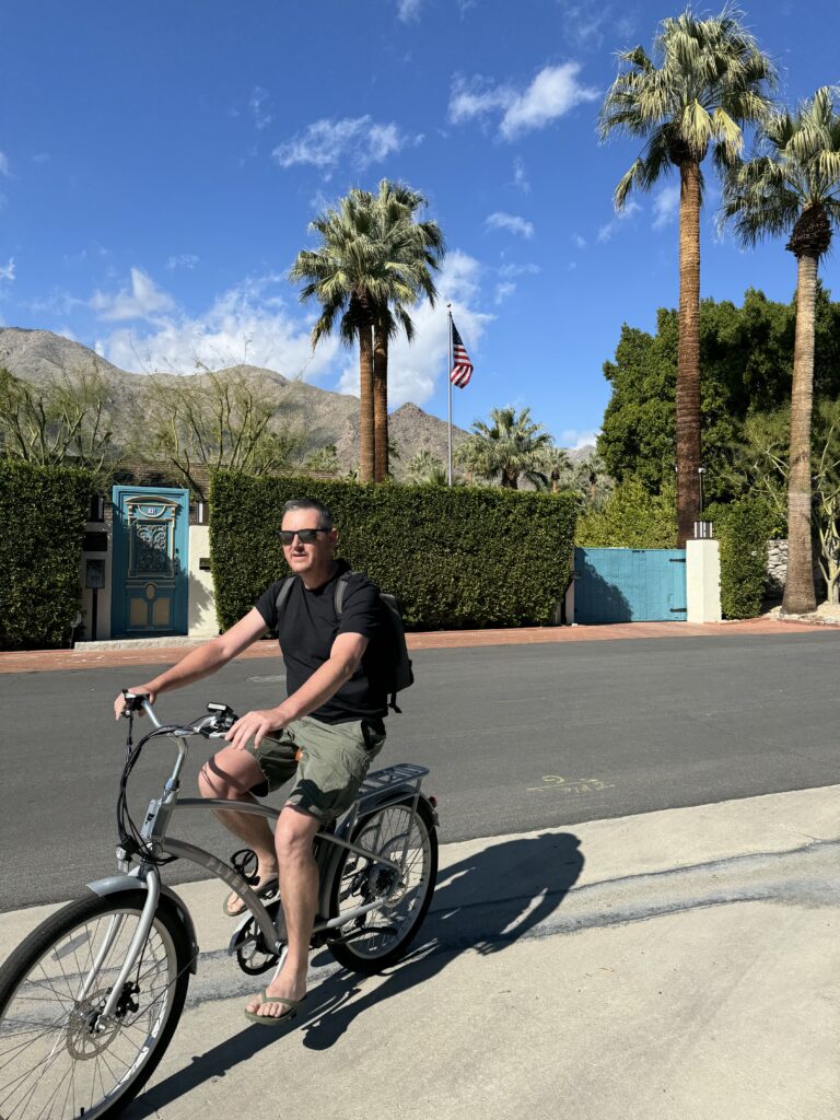 riding around Palm Springs on bikes is the best