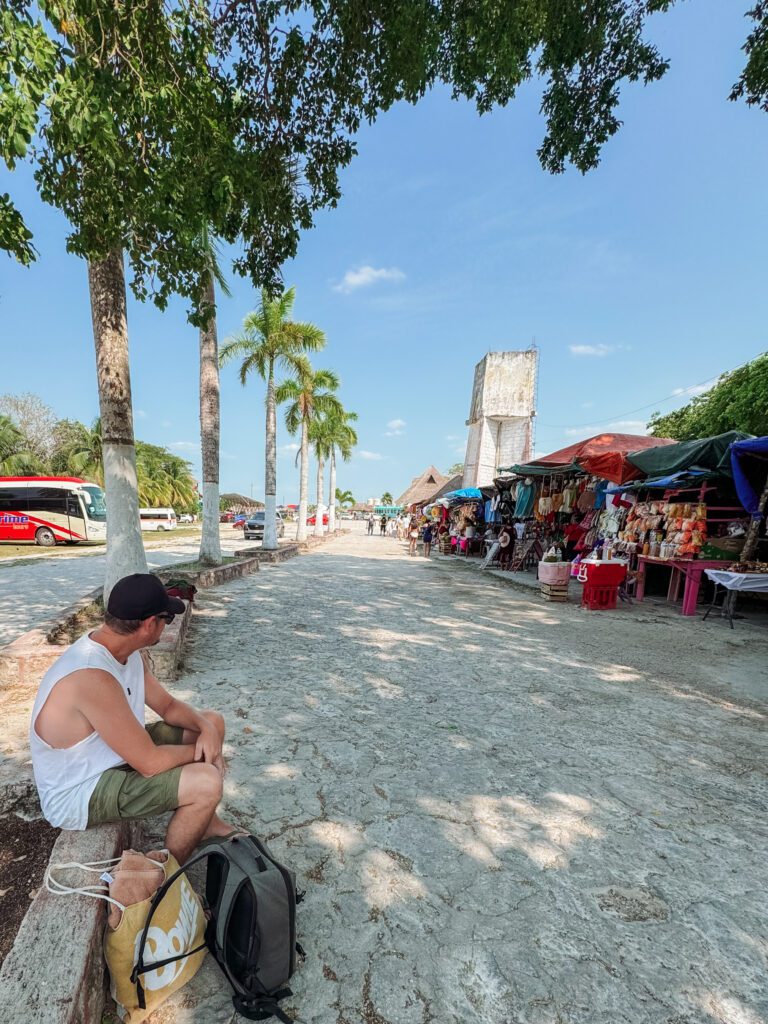 waiting for the best empanada in Bacalar. Cheap eats in Bacalar