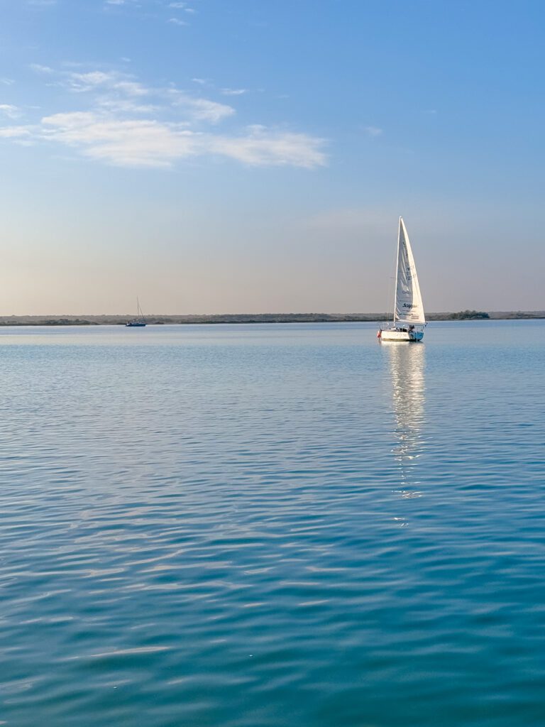 sailing boat on the bacalar lagoon