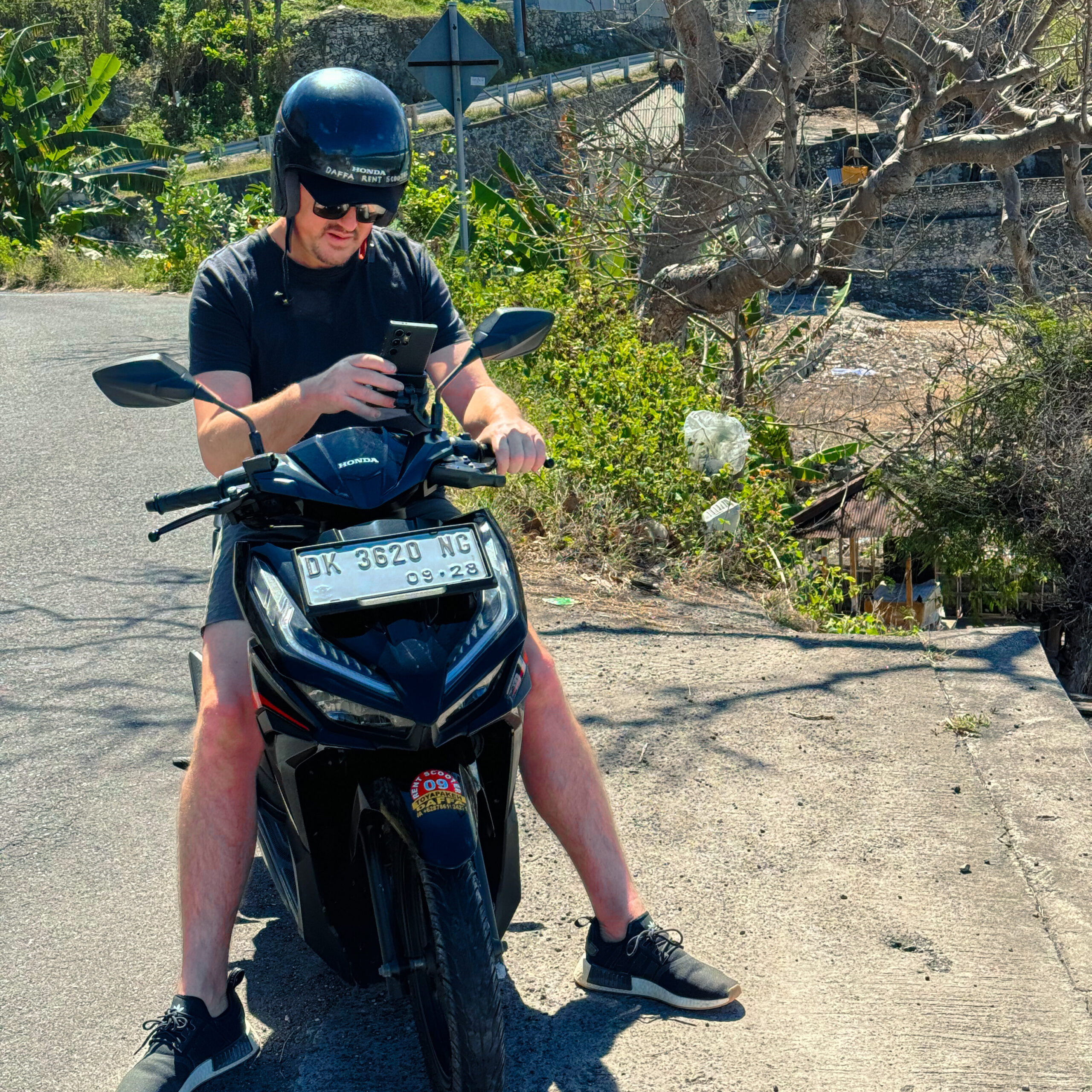 Driving our scooter around Nusa Penida