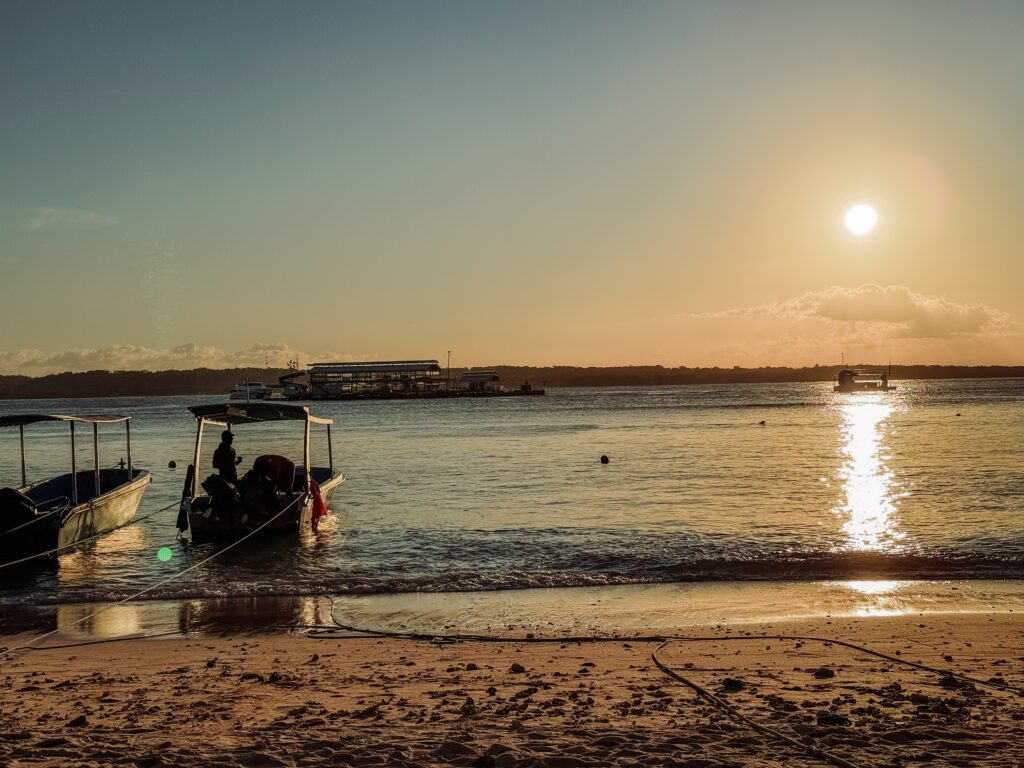 Sunset at the port on Nusa Penida