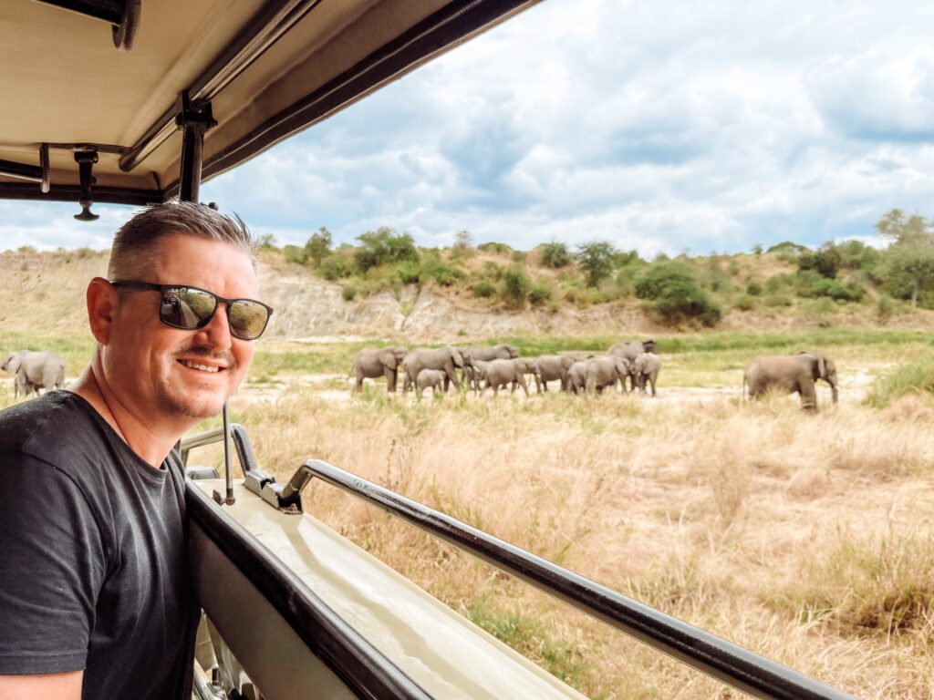 Mike on safari in Serengeti