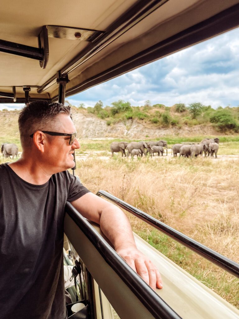 Mike watching the elephants on our Serengeti safari