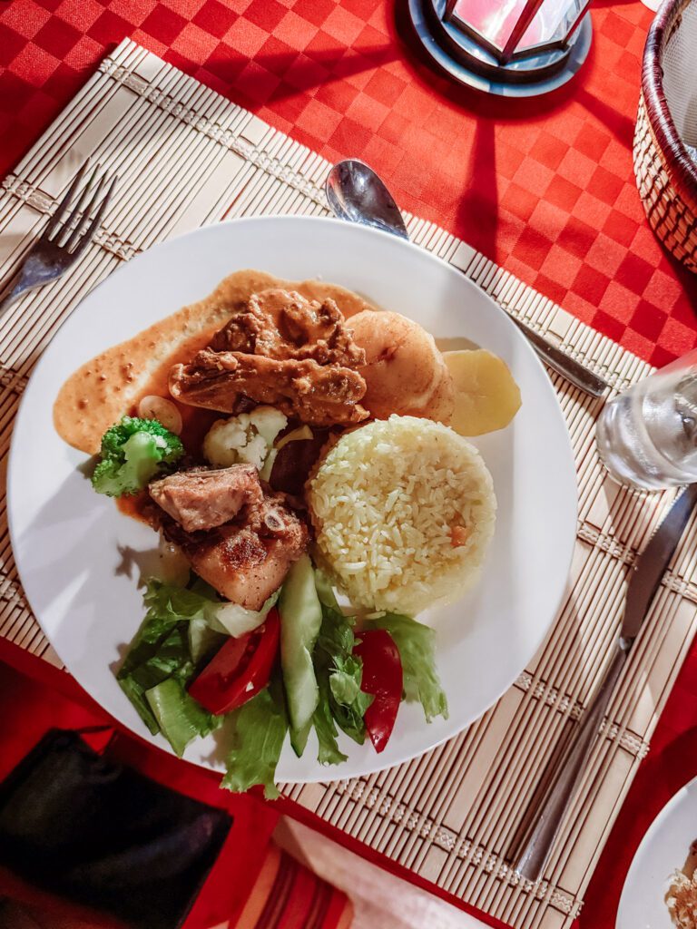 delicious dinners after a long game drive on our safari in Africa