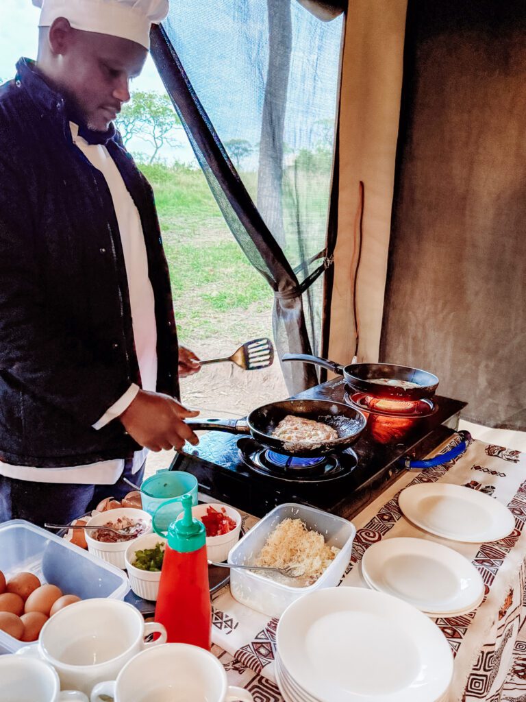 Chef cooking at the migration camp in the Serengeti
