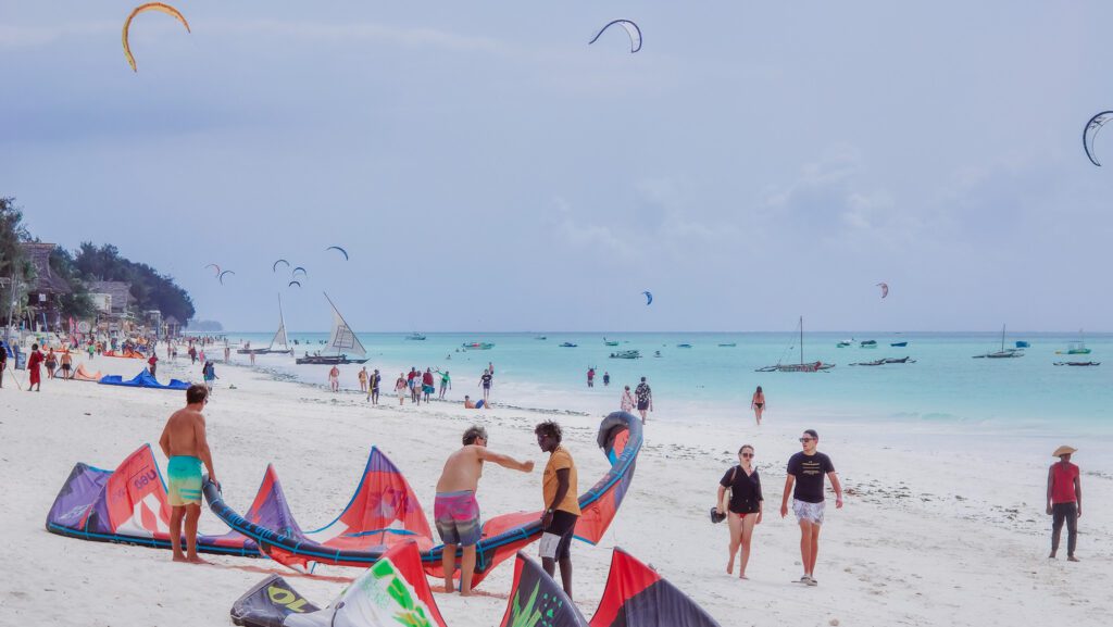 kitesurfing on Paje Beach