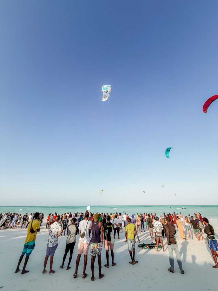kitesurfing on Paje Beach
