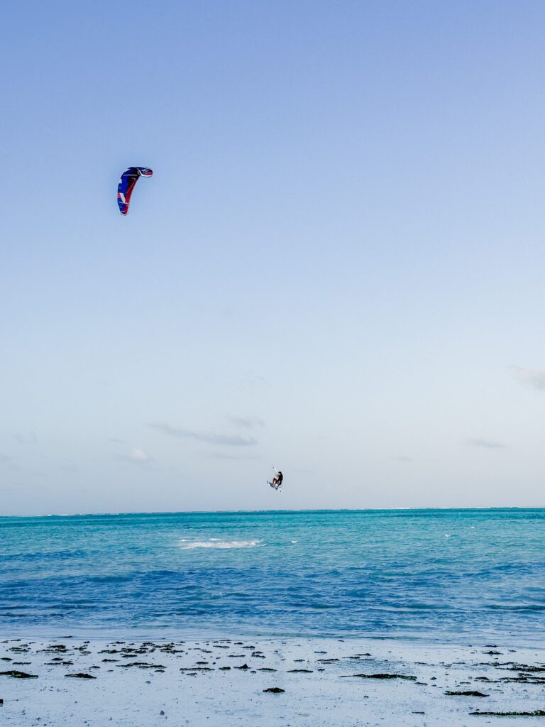 kitesurfing on Paje Beach