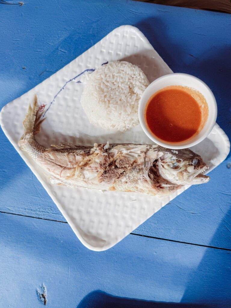 local food at Abbys seafood restaurant