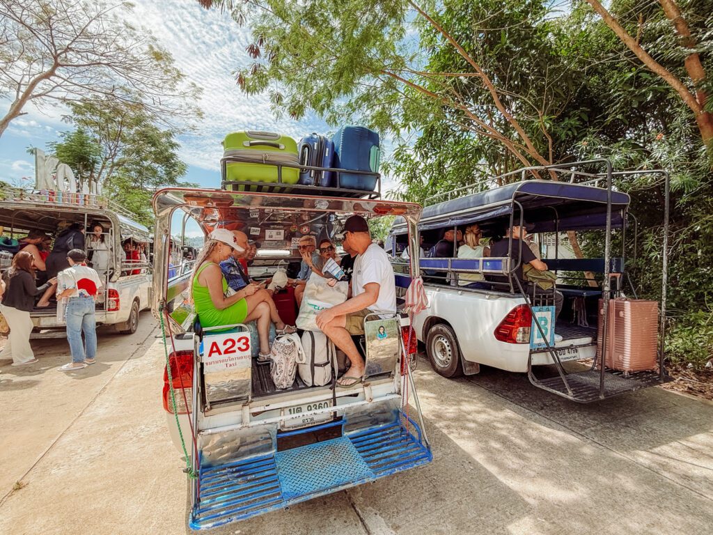 Mike on the back of the taxi in Ko Kood