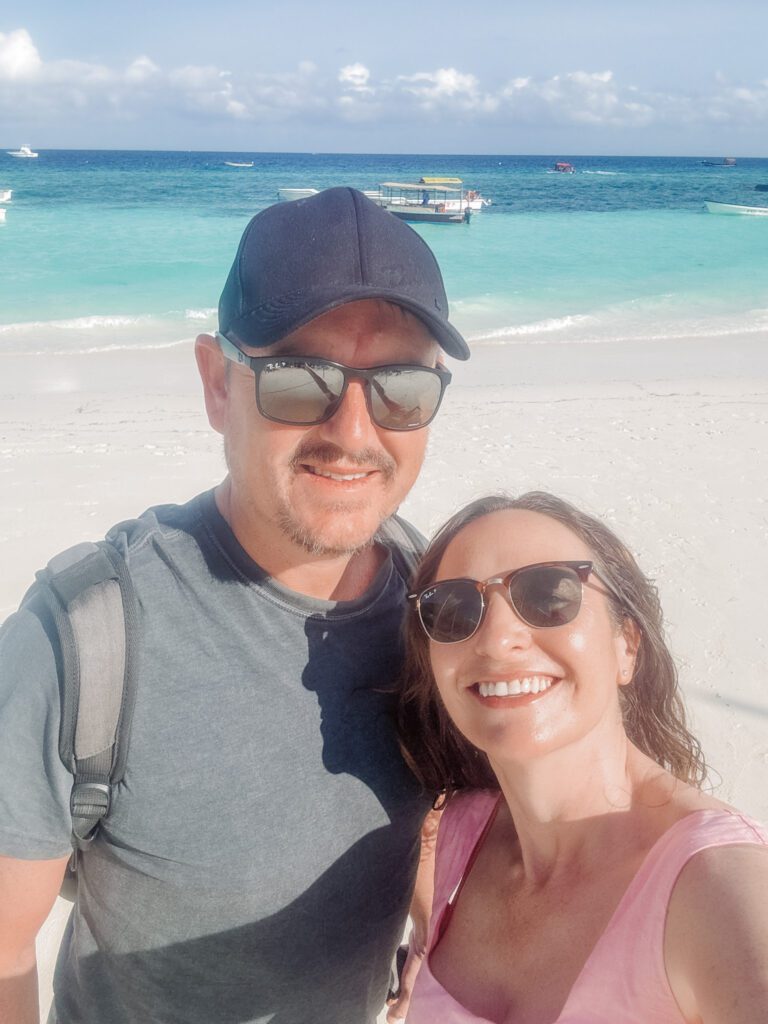 Kelly and Mike from Passport Nomads enjoying the best beaches on Zanzibar
