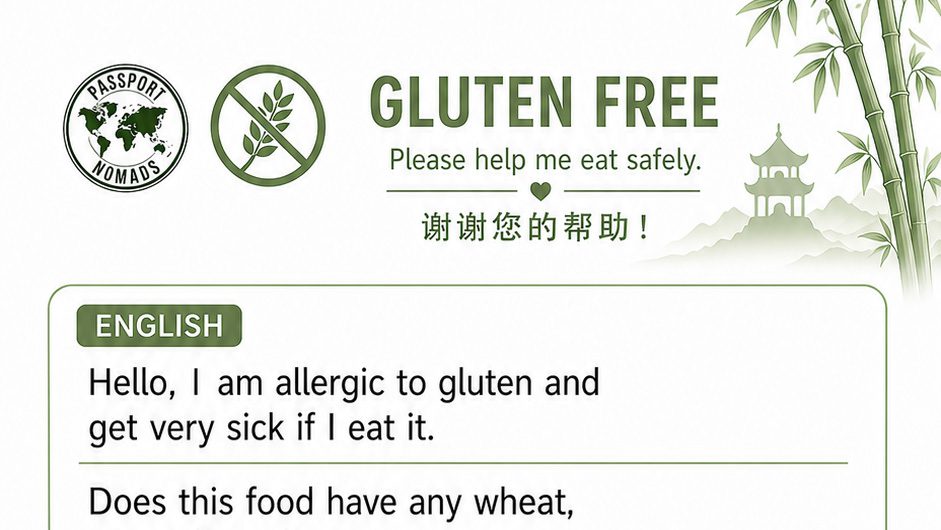sample of our gluten free china translation card