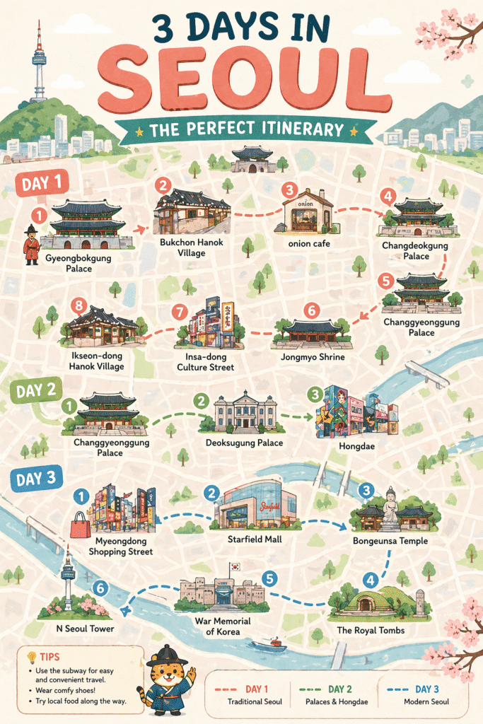 Seoul itinerary map