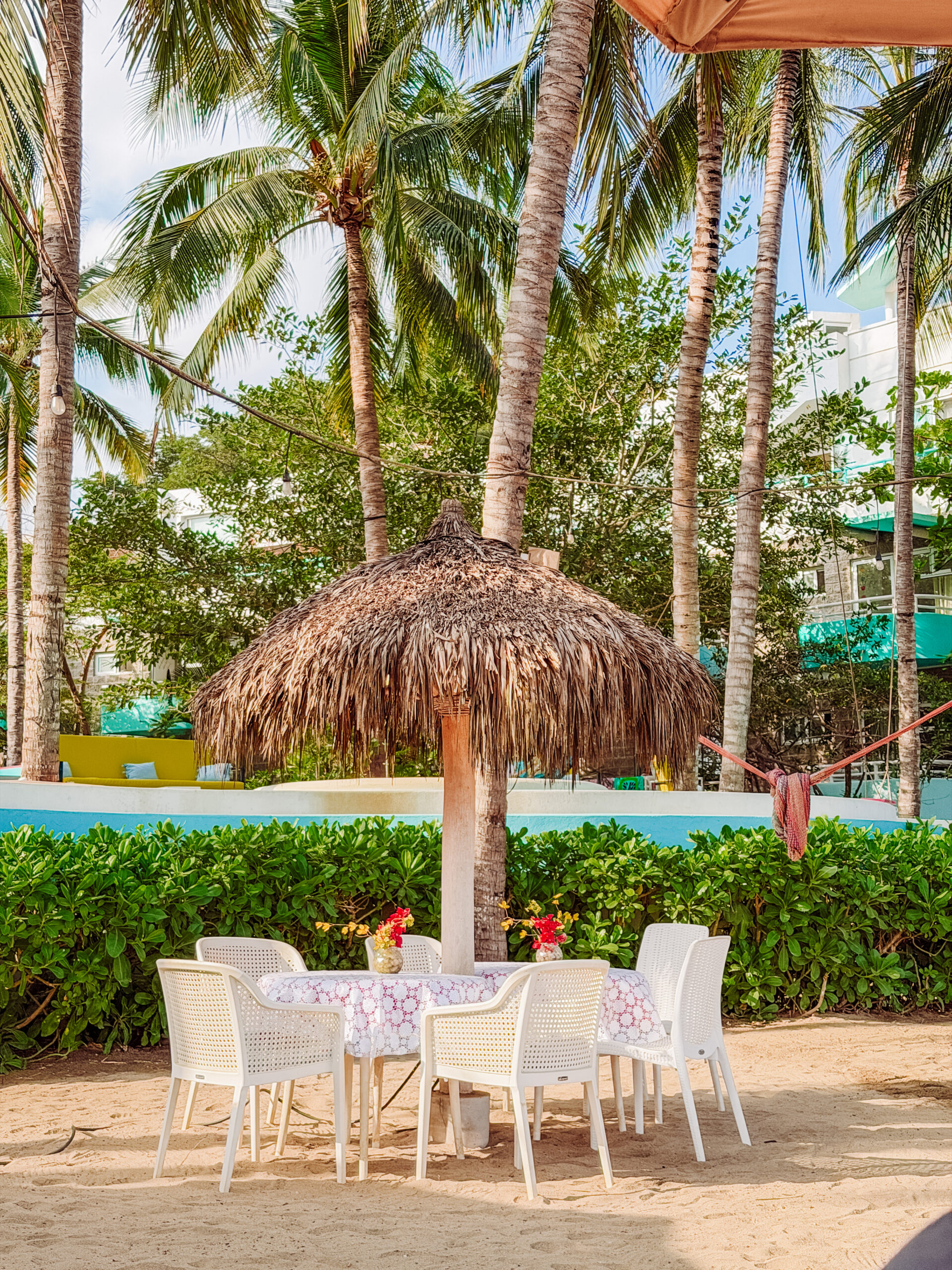 seating area of azul pitaya beachfront hotel in sayulita, mexico