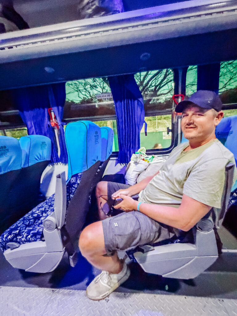 mike on the bus from sayulita to puerto vallarta airport mexico