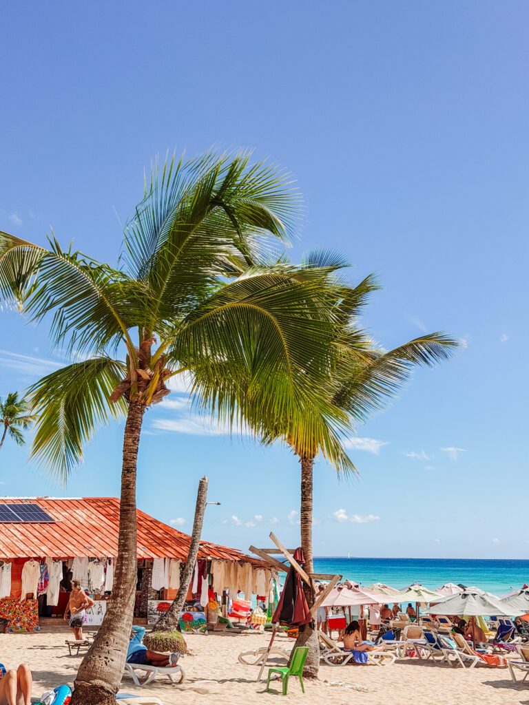 shops on dominicus beach in bayahibe, dominican republic