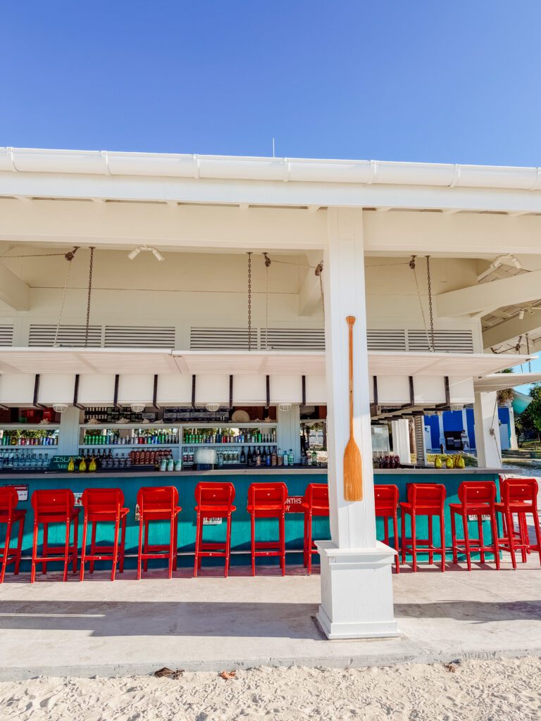 beach bars were set up all over the island for drinks on your drinks package at ocean cay