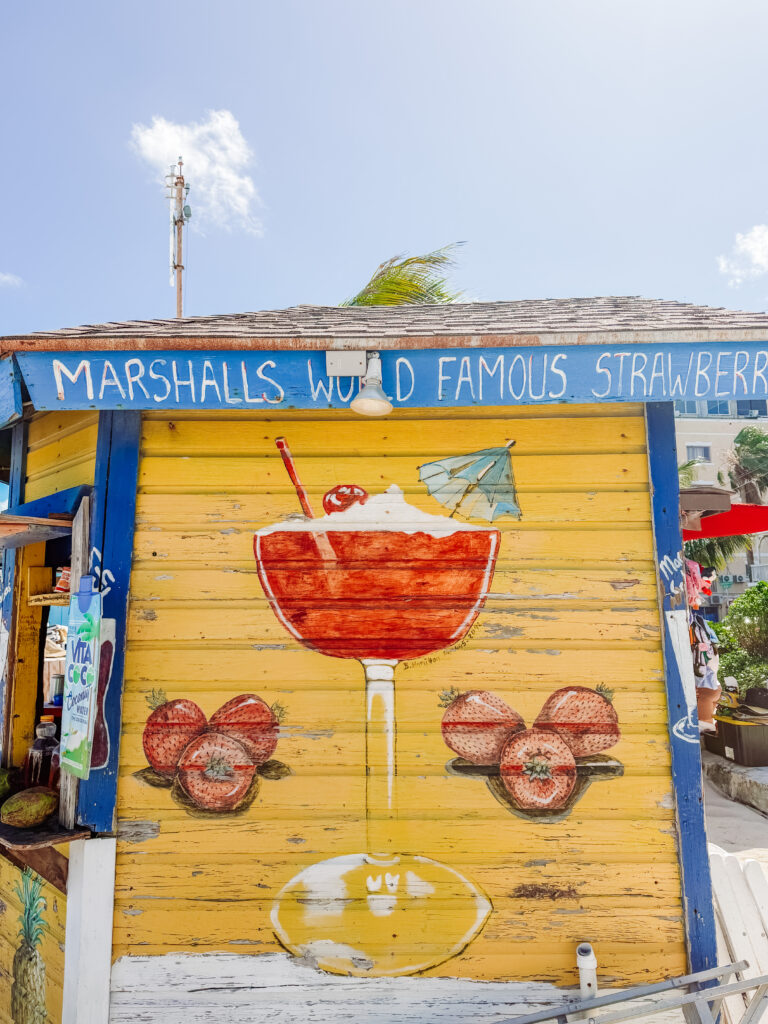 strawberry daquri at junkanoo beach nassau