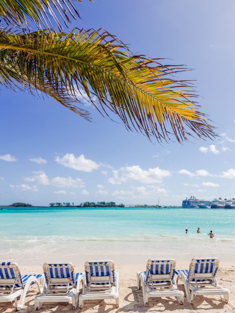 beach in the bahamas on nassau, we walked here from the port