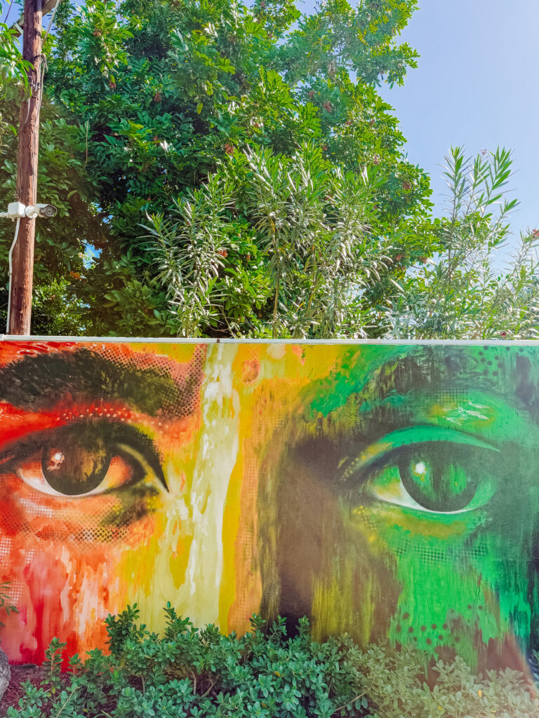 art in courtyard at bob marley tour kingston