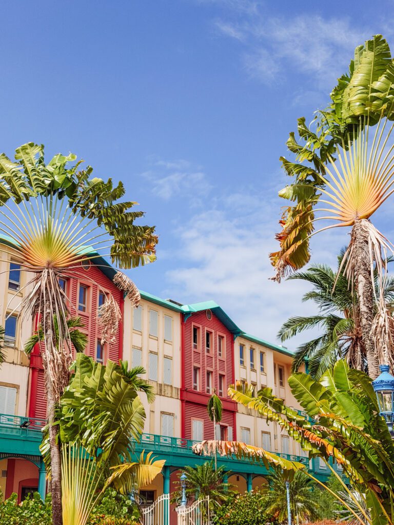 colourful buildings line the streets of martinique