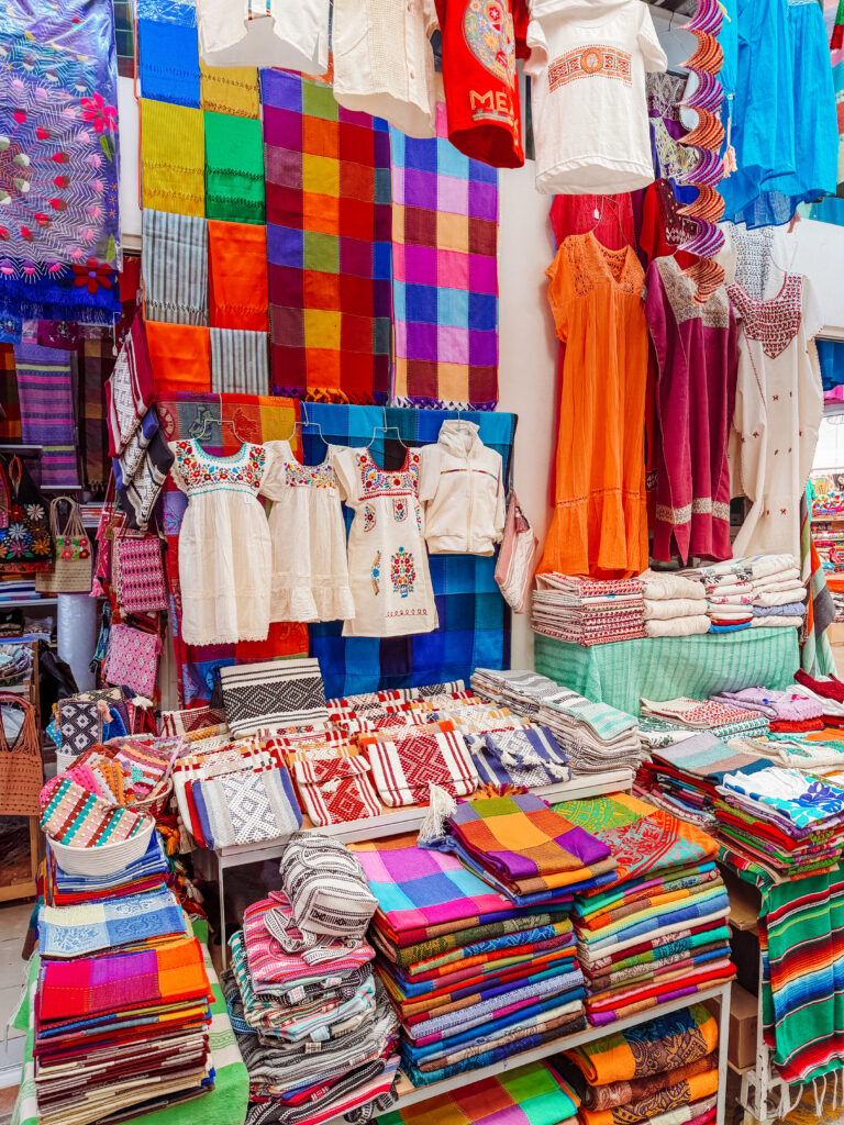 colourful textiles in Mexico City markets
