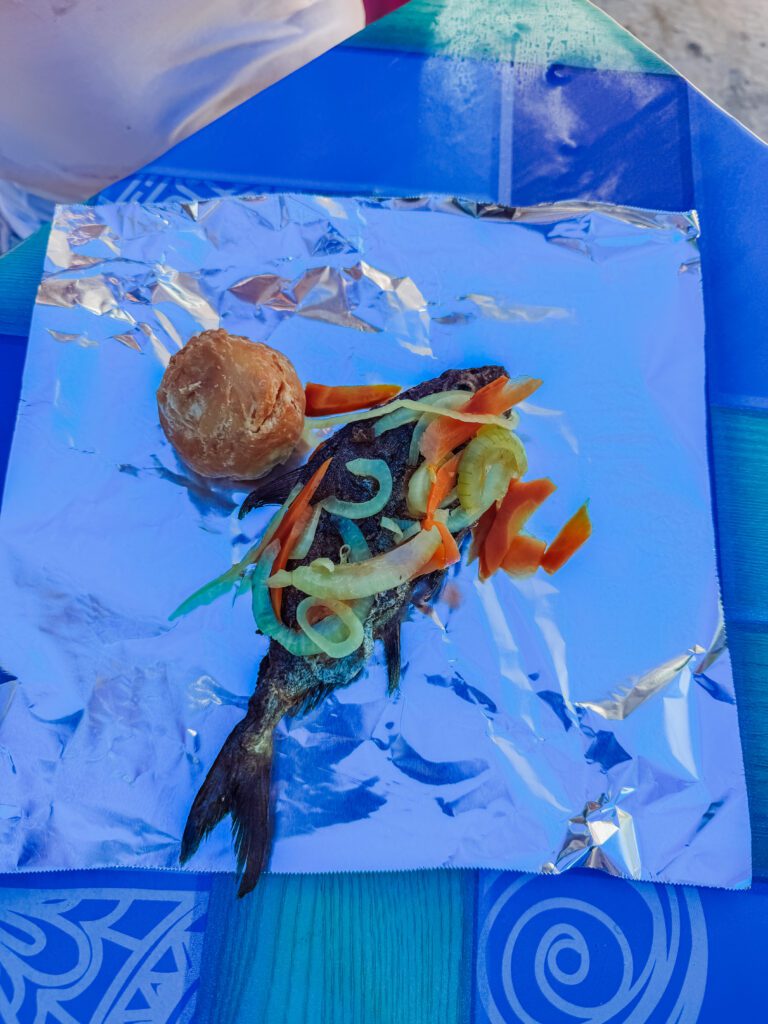 fish at the fish market, jamaican breakfast in negril