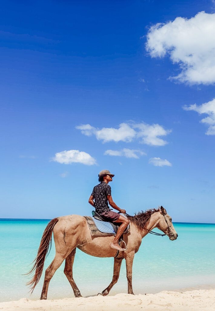 horse riding on the beach