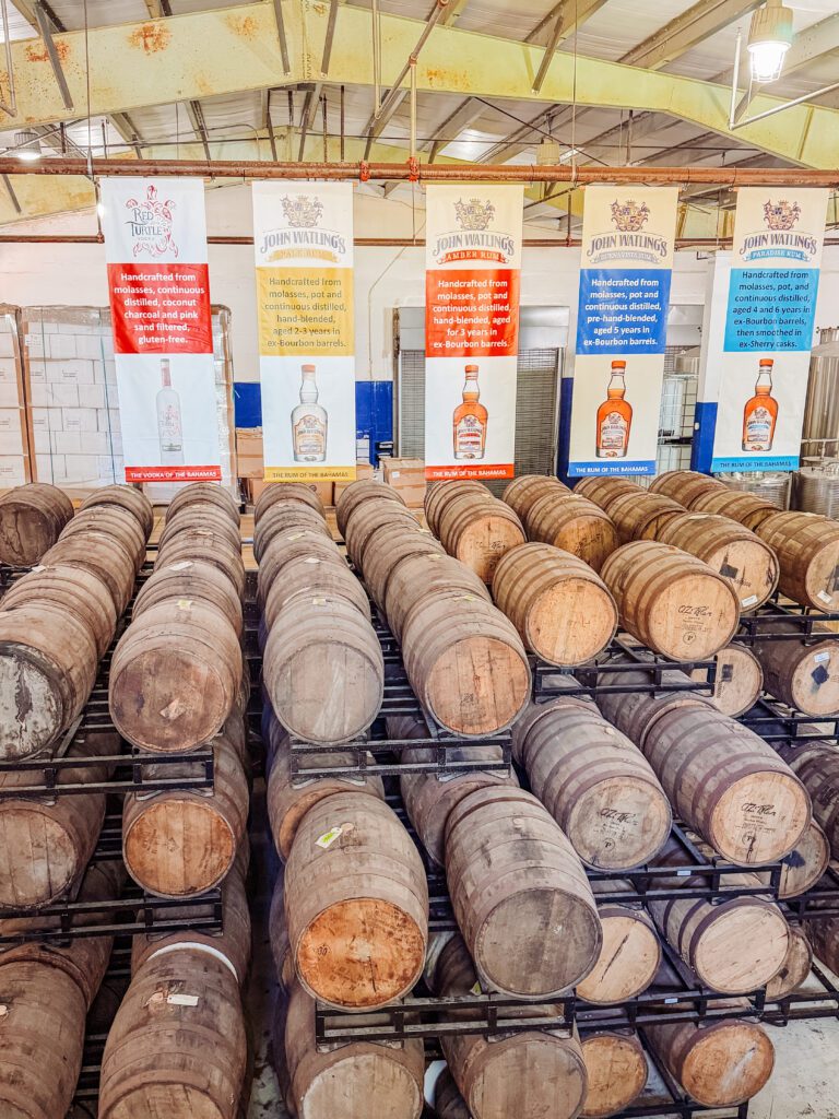 barrels of rum at the john watling rum distillery tour nassau