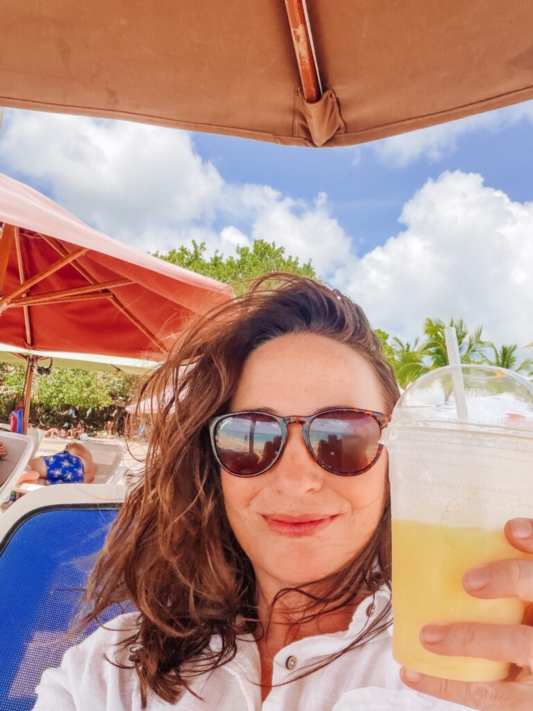 kelly and pina colada in dominicus beach dominican republic