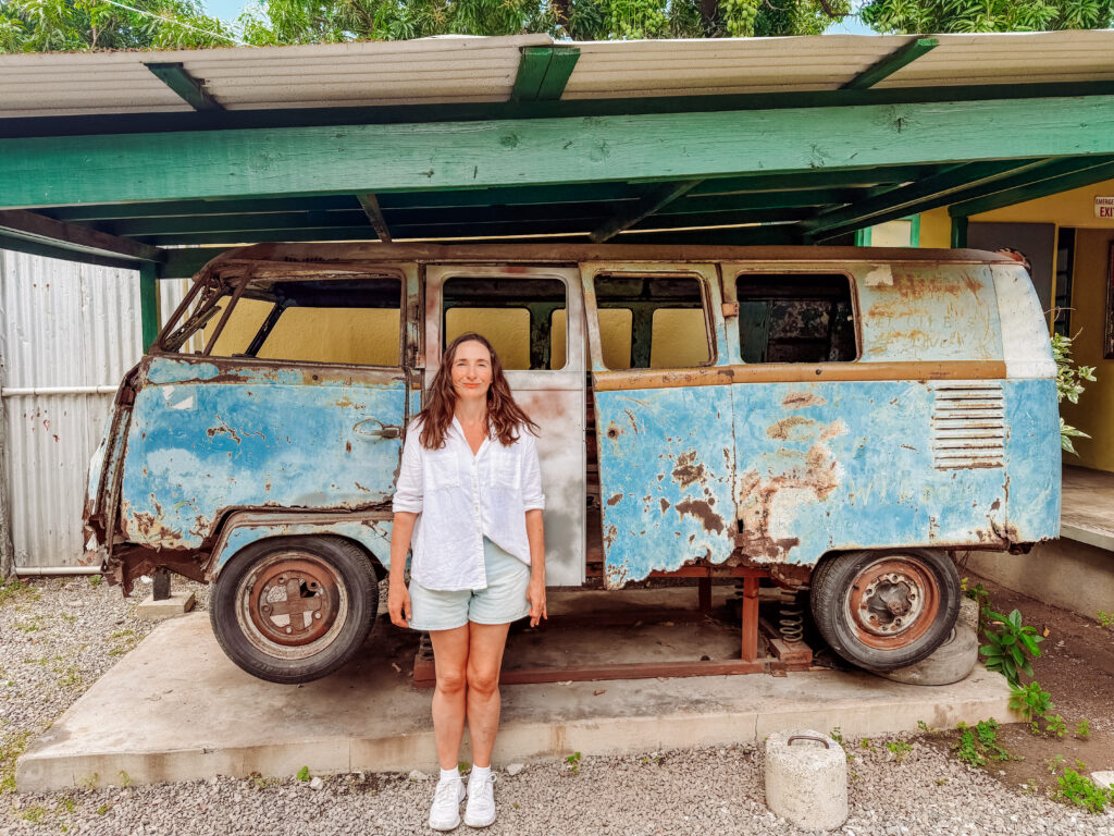 kelly with bob marleys first tour car at culture yard kingston