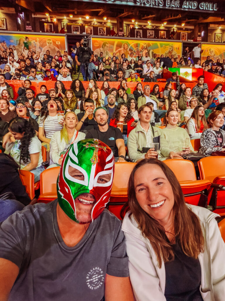 kelly and mike at the luche libre show in mexico city