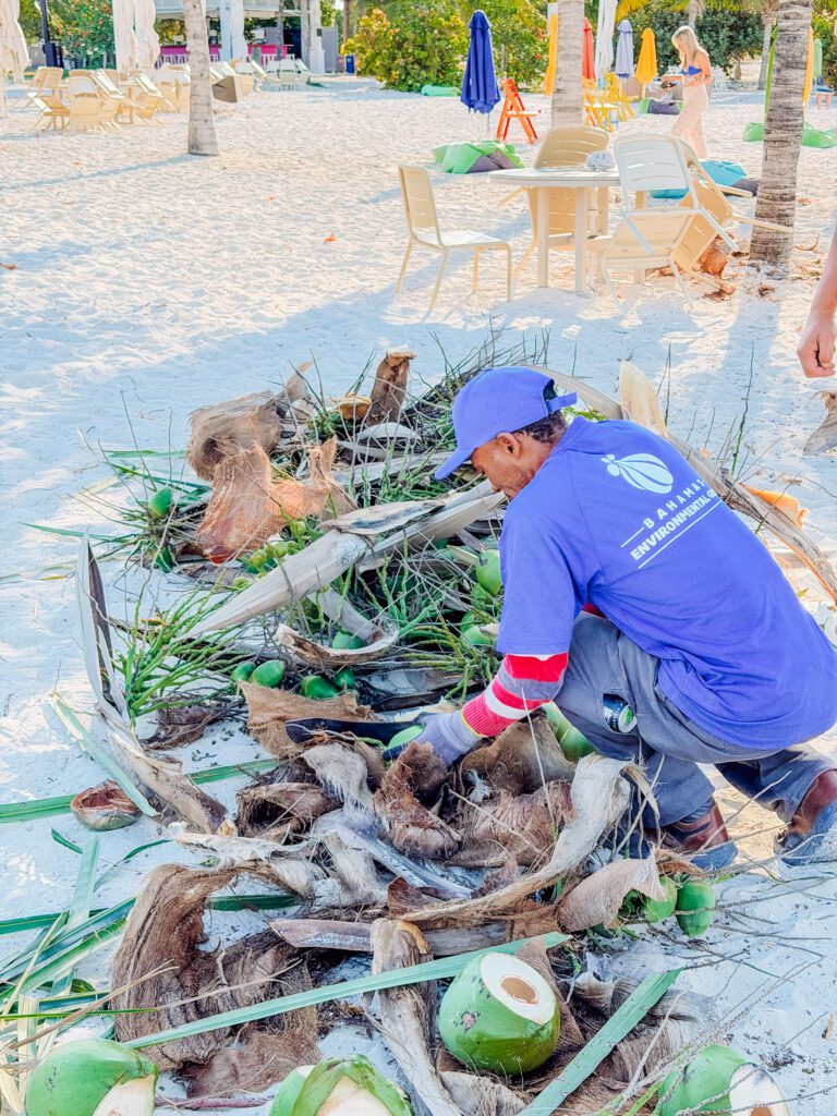 this kind man gave me a coconut from the fronds he was cleaning up on the beach at ocean cay bahamas