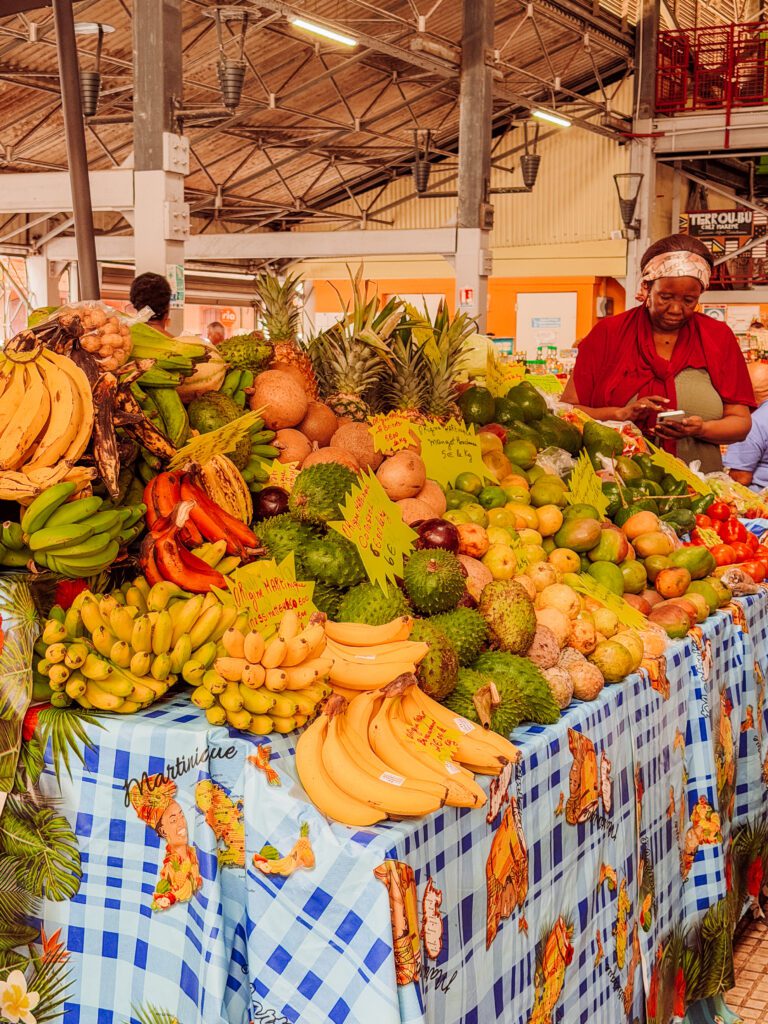 the grand marche market in martinique is full of interesting scenes and things to buy