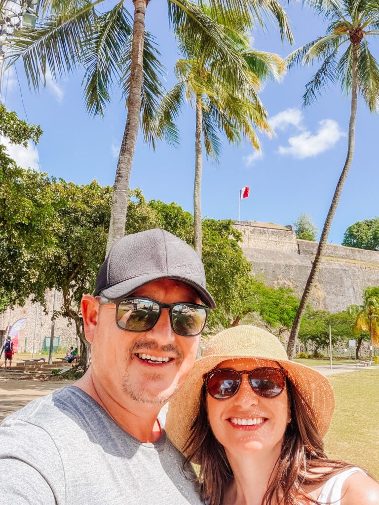 kelly and mike at the fort beach in martinique