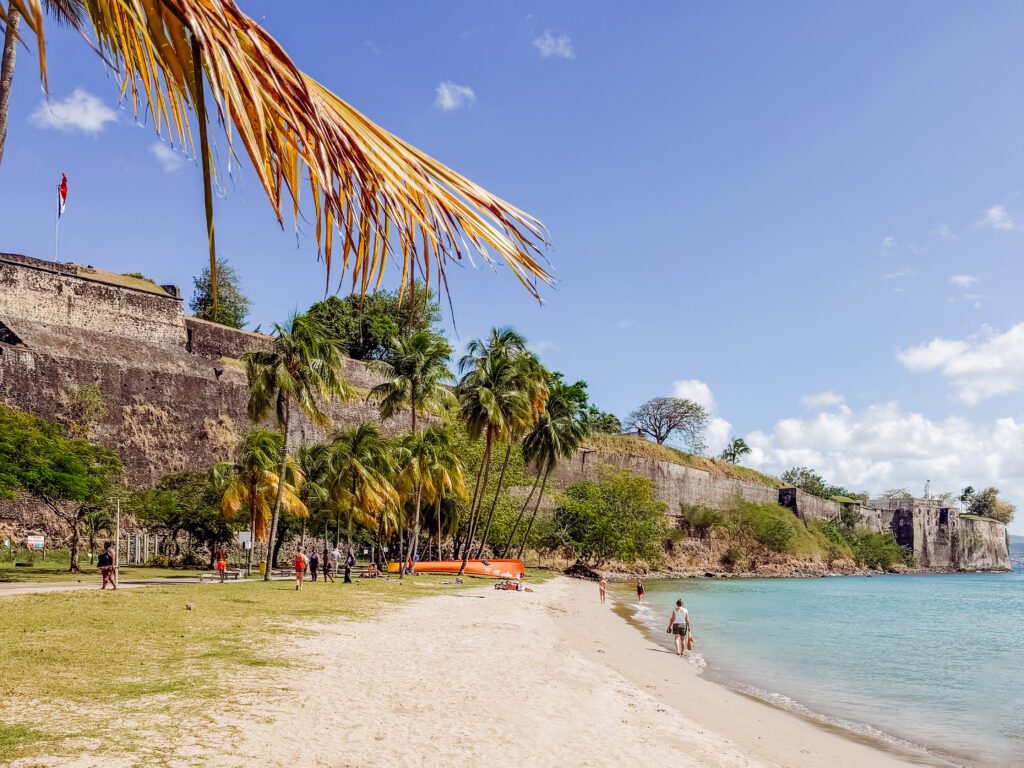 the beach next to the port in martinique