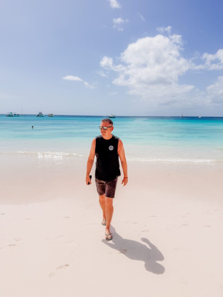 mike at barbados strolling the perfect beaches