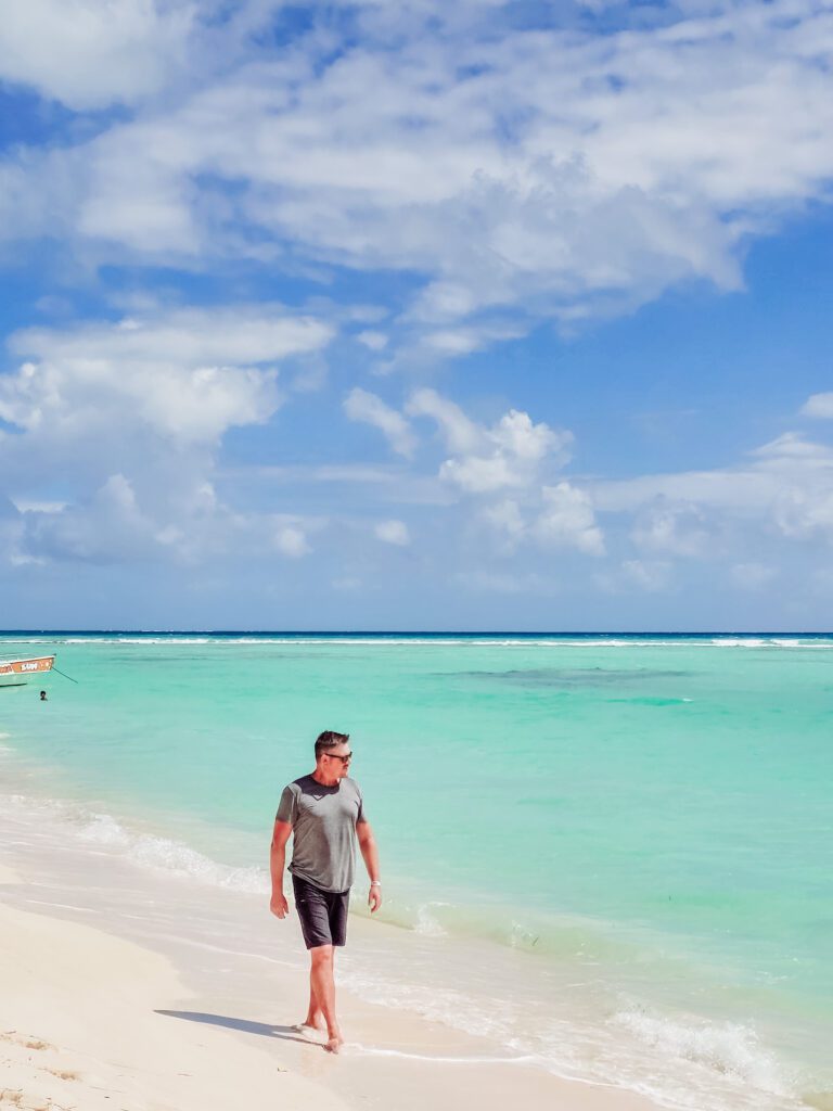 mike walking the beach at saona island dominican republic