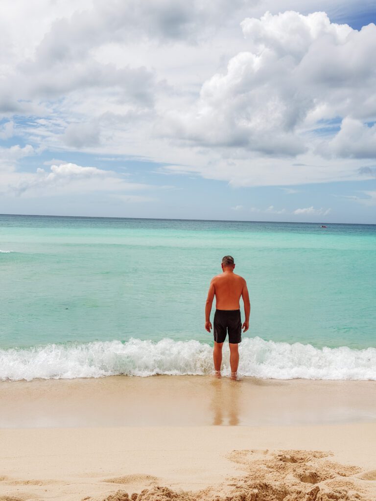 mike swimming at dominicus beach, bayahibe, dominican republic