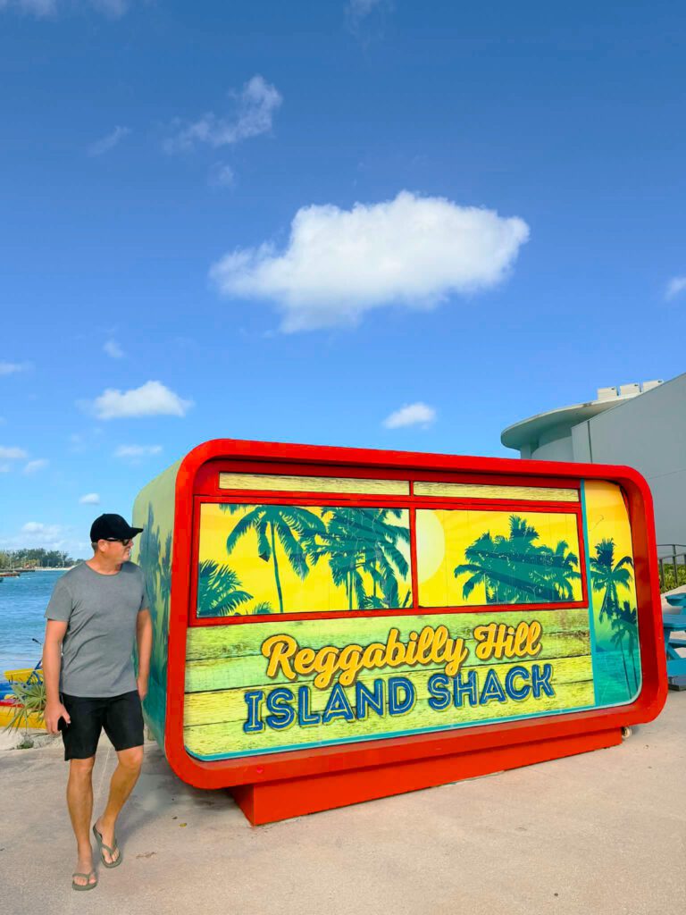 mike in beachwear at nassau on msc cruise